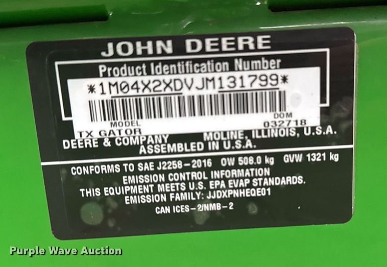 image for item EG2253 2018 John Deere Gator utility vehicle