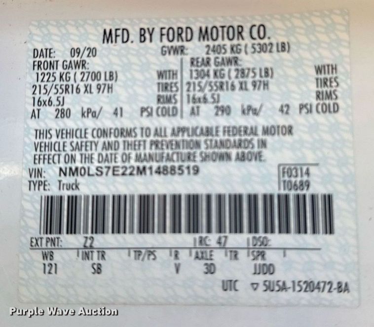 image for item EG2347 2021 Ford Transit Connect  van