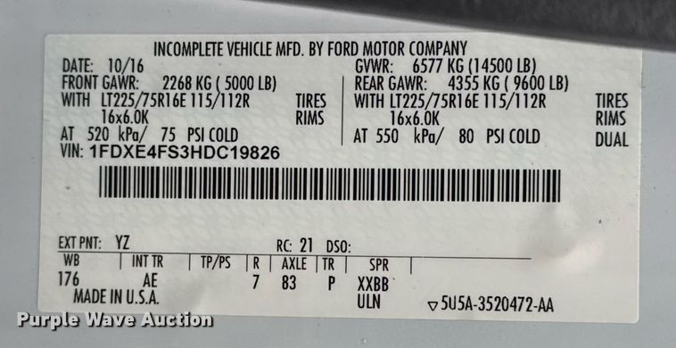 image for item EG2420 2017 Ford E450 Super Duty blow-in insulation box van