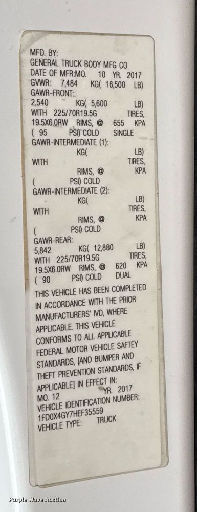 image for item EG2463 2017 Ford F450 Super Duty SuperCab truck cab and chassis