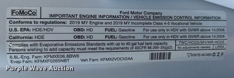 image for item EG2483 2019 Ford F550 flatbed truck