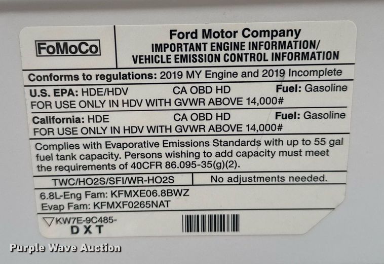 image for item EG2489 2019 Ford E450 Super Duty refrigerated truck