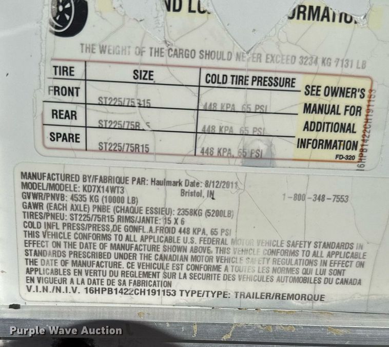 image for item EG2501 2012 Haulmark enclosed cargo trailer