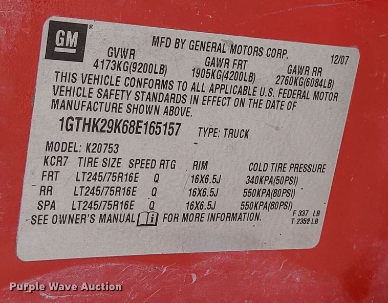 image for item EH0095 2008 GMC Sierra 2500HD Ext. Cab pickup truck