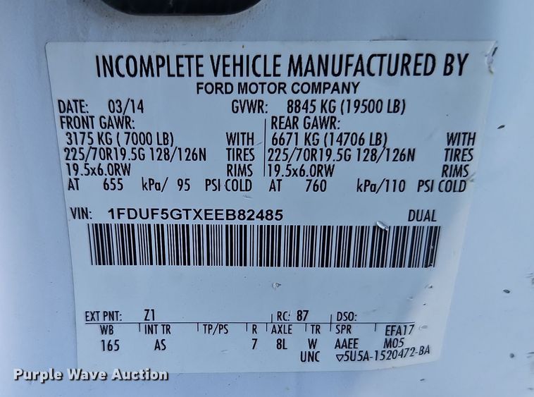 image for item EI8816 2014 Ford F550 Super Duty bucket truck