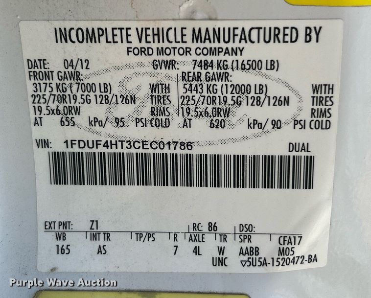 image for item EK2580 2012 Ford F450 Super Duty XL utility / service truck