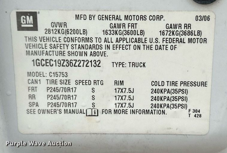 image for item EK2589 2006 Chevrolet Silverado 1500 Ext. Cab pickup truck