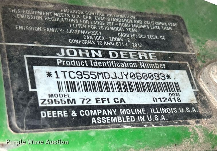 image for item EK2604 John Deere Z955M EFI ZTR lawn mower