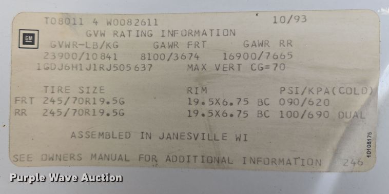 image for item EQ3942 1994 GMC Topkick C6500 dump flatbed truck