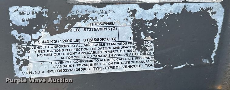 image for item ER4830 2021 PJ Trailers equipment trailer