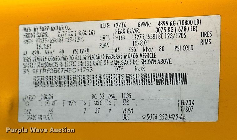 image for item ER4912 2017 Ford F350 Super Duty XL utility bed pickup truck