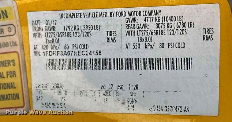 image for item ER4916 2017 Ford F350 Super Duty XL utility bed pickup truck