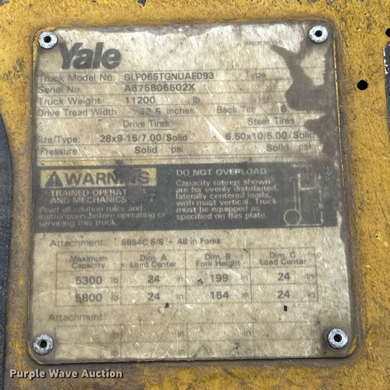 image for item ER4945 2000 Yale GLP065TGNUAE093 forklift