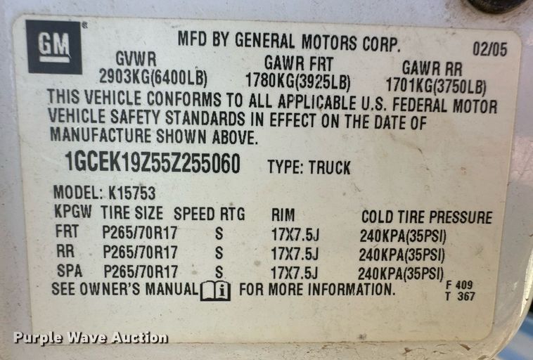 image for item ER8480 2005 Chevrolet Silverado 1500  Ext. Cab pickup truck