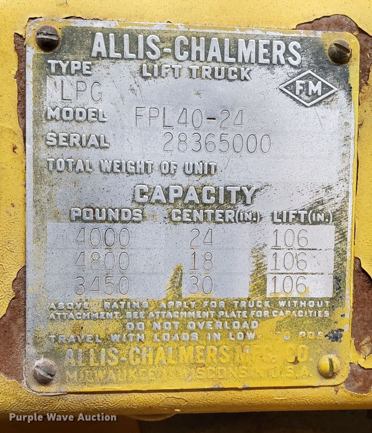 image for item LH9451 Allis-Chalmers FPL40-24 forklift