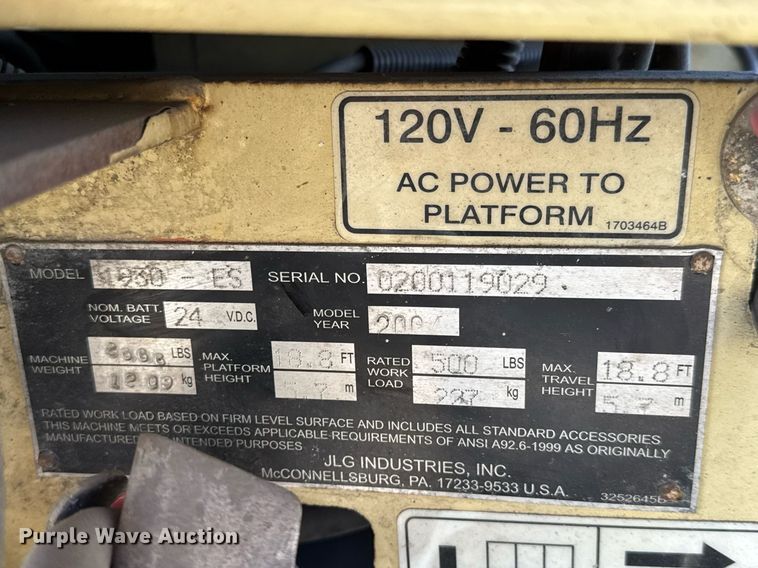 image for item LH9471 2004 JLG 1930ES scissor lift