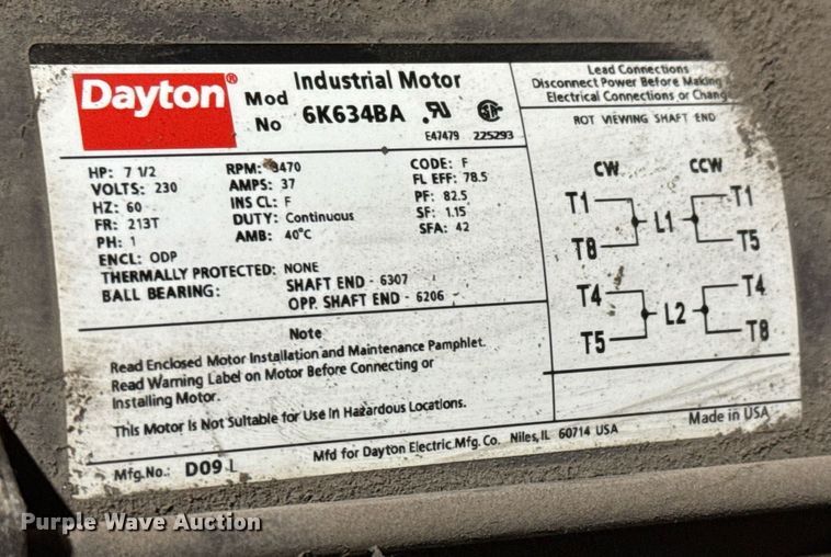 image for item LH9472 Ingersoll Rand TS7NT7.5 air compressor