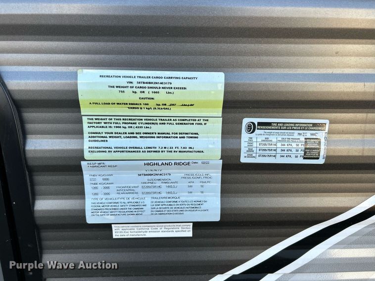 image for item NJ9734 2022 Highland Ridge Olympia camper