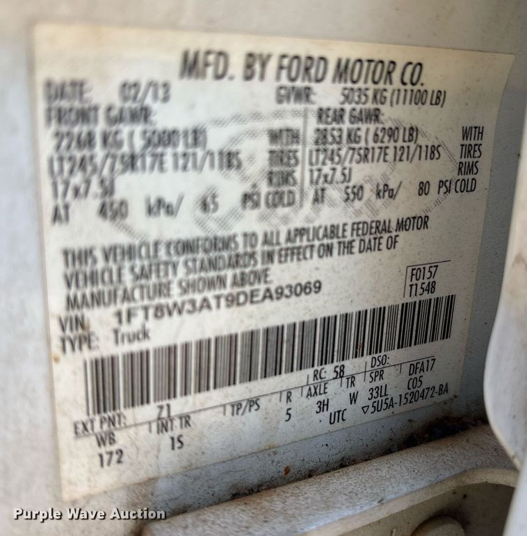 image for item OK9523 2013 Ford F350 Super Duty XL Crew Cab pickup truck