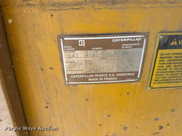 image for item DH9760 1986 Caterpillar 943 track loader