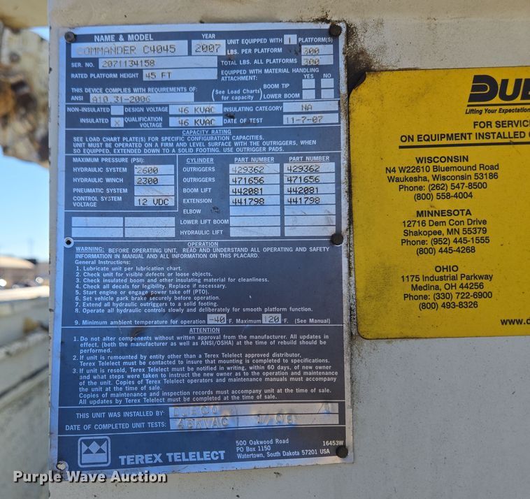 image for item DH9794 2008 International 4300 SBA 4X2 digger derrick truck