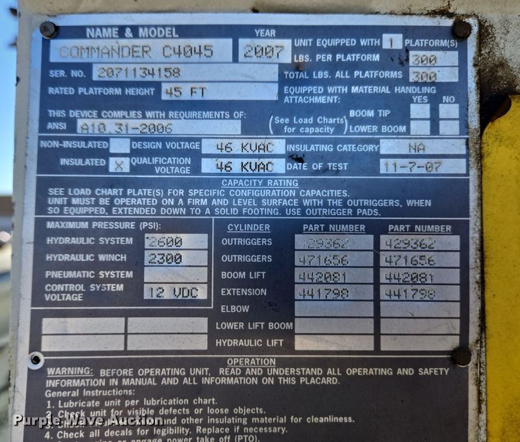 image for item DH9794 2008 International 4300 SBA 4X2 digger derrick truck