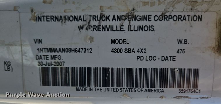 image for item DH9794 2008 International 4300 SBA 4X2 digger derrick truck