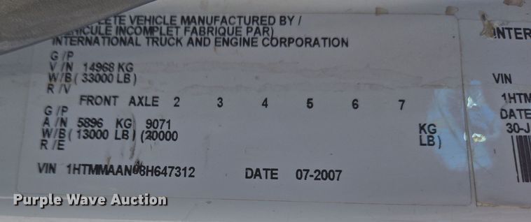 image for item DH9794 2008 International 4300 SBA 4X2 digger derrick truck