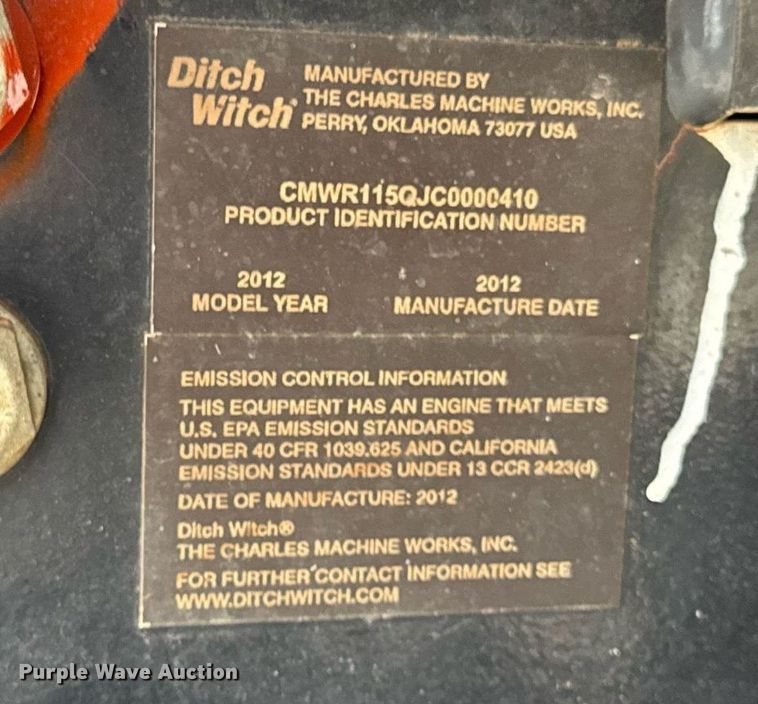 image for item DH9798 2012 Ditch Witch RT115 cable plow