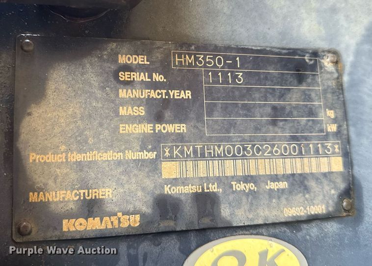 image for item DH9815 2005 Komatsu HM350-1 articulated haul truck