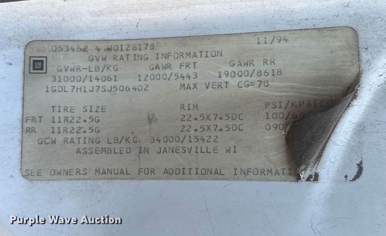 image for item DK7443 1995 GMC TopKick C6500 forestry bucket truck