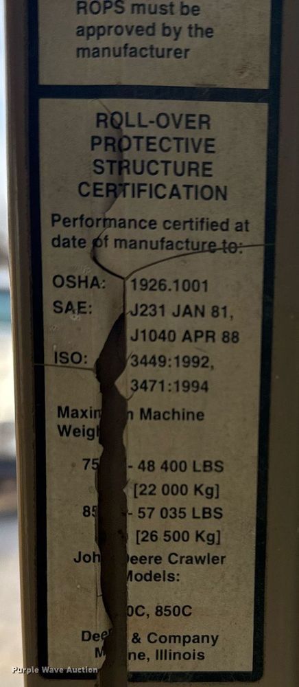 image for item DM5535 1998 John Deere 850C dozer