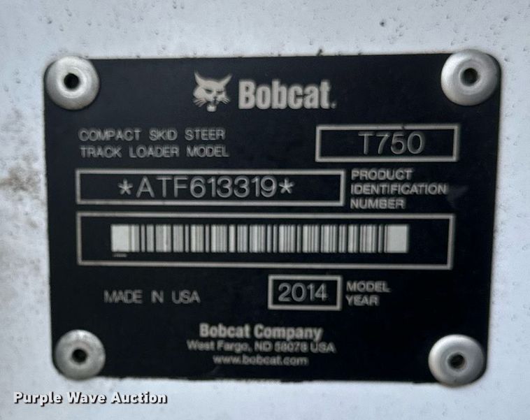 image for item DN0952 2014 Bobcat T750 tracked skid steer loader