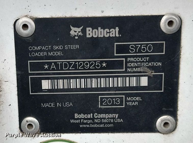 image for item DN0953 2013 Bobcat  S750 skid steer loader