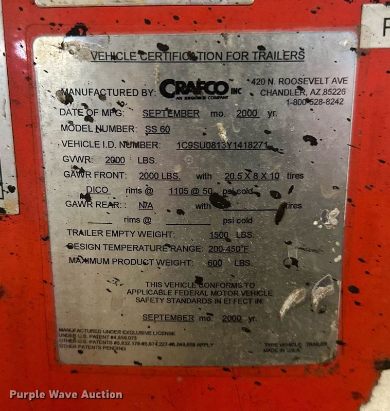 image for item DN0970 2000 Crafco SS60 melter applicator