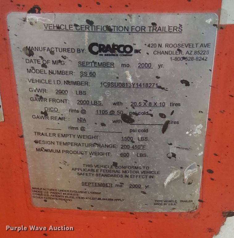 image for item DN0970 2000 Crafco SS60 melter applicator