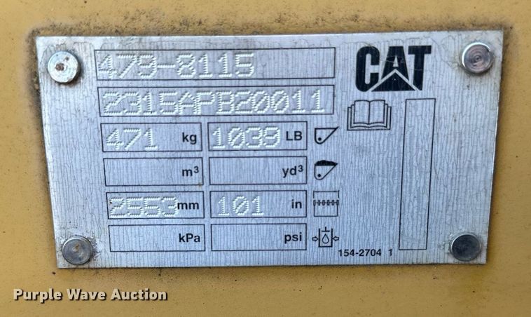 image for item DN0976 Caterpillar skid steer snow pusher