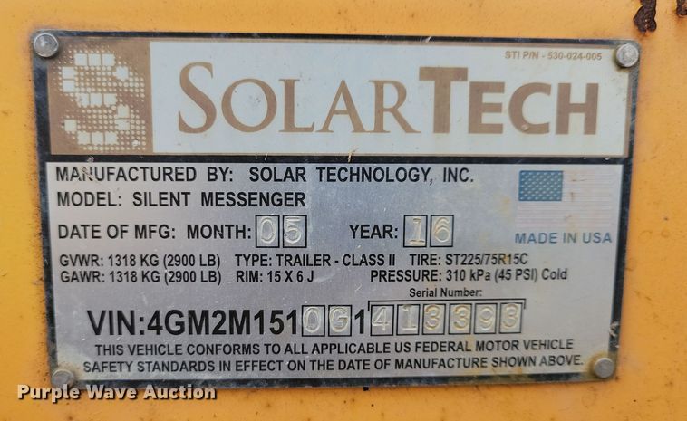 image for item DN3673 (2) 2016 Solar Tech message board trailers