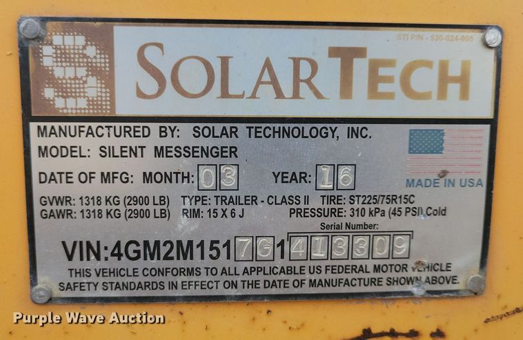 image for item DN3673 (2) 2016 Solar Tech message board trailers