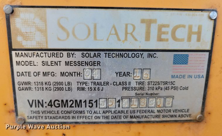 image for item DN3676 (2) 2016 Solar Tech message board trailers