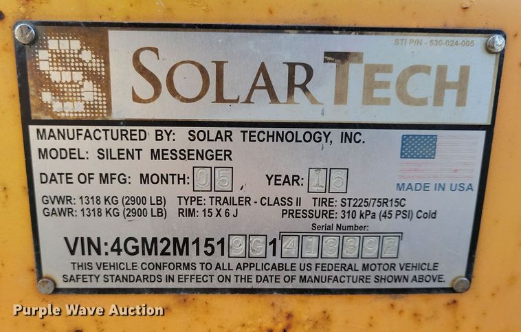 image for item DN3676 (2) 2016 Solar Tech message board trailers