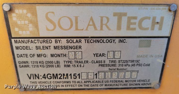 image for item DN3677 (2) 2015 Solar Tech message board trailers