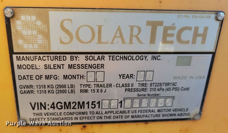 image for item DN3677 (2) 2015 Solar Tech message board trailers