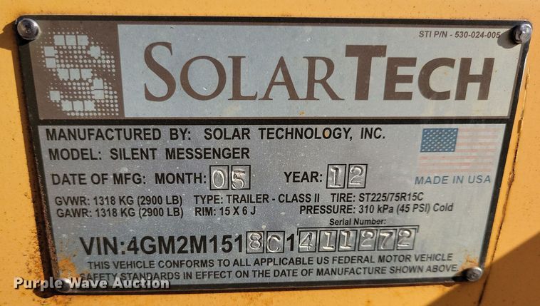 image for item DN3680 (2) 2012 Solar Tech message board trailers