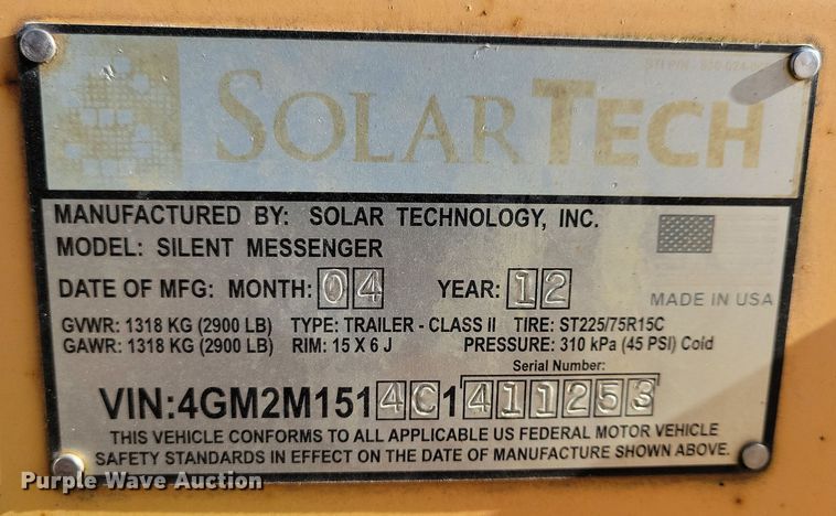 image for item DN3680 (2) 2012 Solar Tech message board trailers