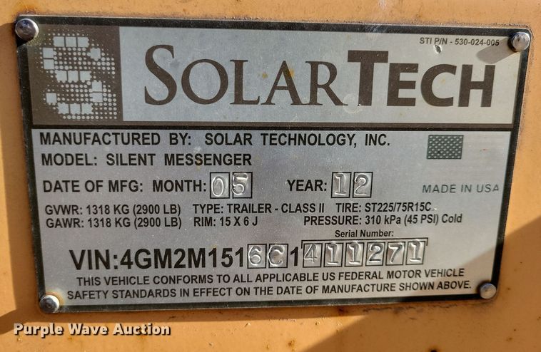 image for item DN3681 (2) 2012 Solar Tech message board trailers