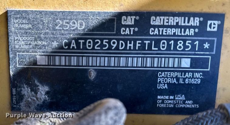 image for item DQ6575 2014 Caterpillar 259D  tracked skid steer loader