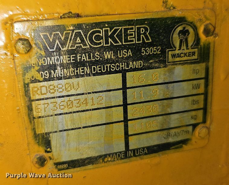 image for item DT7602 1996 Wacker RD880V double drum vibratory roller