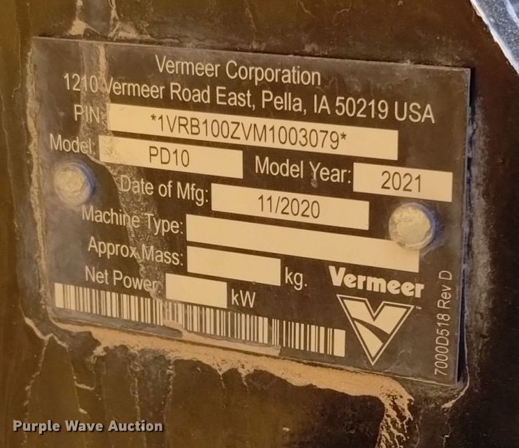 image for item DV6640 2021 Vermeer PD10 pile driver