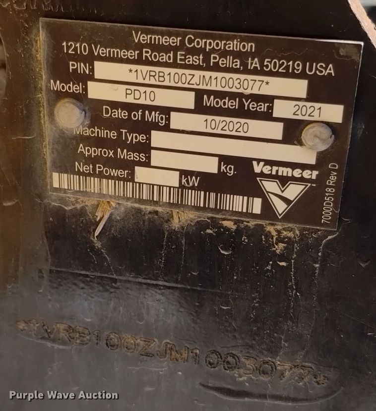 image for item DV6646 2021 Vermeer PD10 pile driver